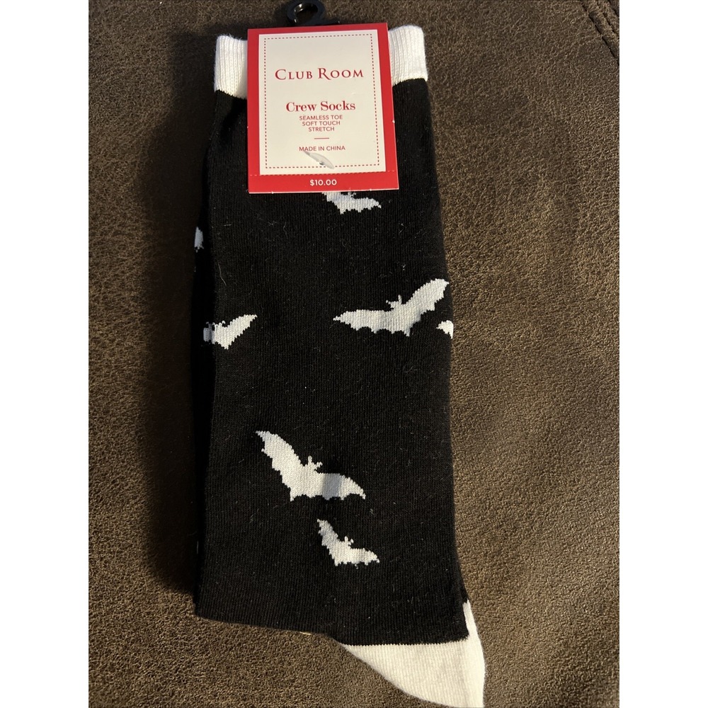 Club Room Men's Holiday Novelty Crew Socks One Size Bats